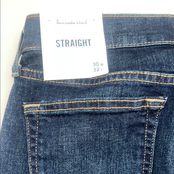 NWT Abercrombie & Fitch Dark Blue Faded Straight Leg Jeans Size 30x32” - Picture 5 of 8
